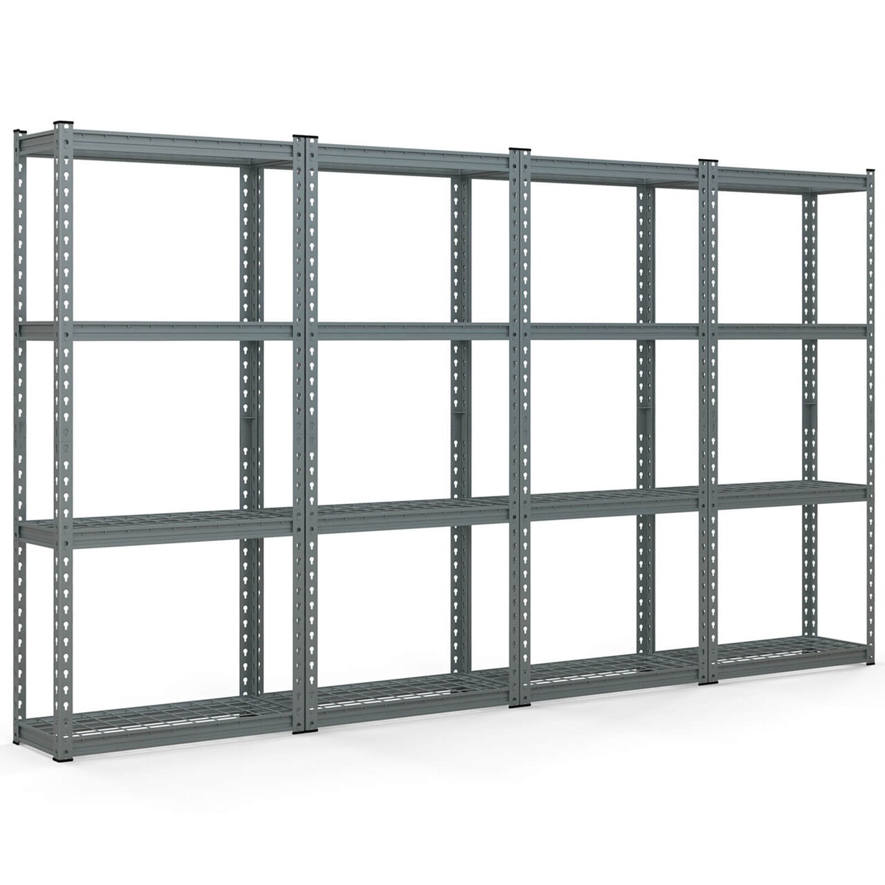 Costway 1/2/3/4 PCS 4-Tier Metal Shelving Unit Heavy Duty Wire Storage Rack with Anti-slip Foot Pads Grey